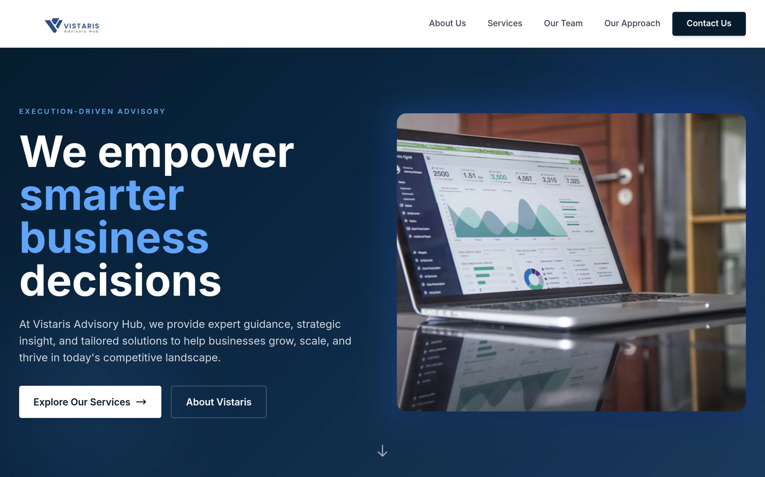 Vistaris Advisory Hub — live website screenshot